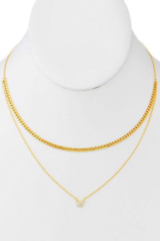 Gold Square Layer Necklace