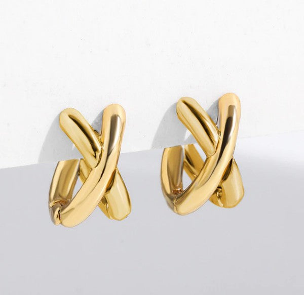 Gold Silver Mixed Criss Cross Earring - 2 Colors Available
