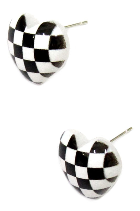 Checker Heart Earrings